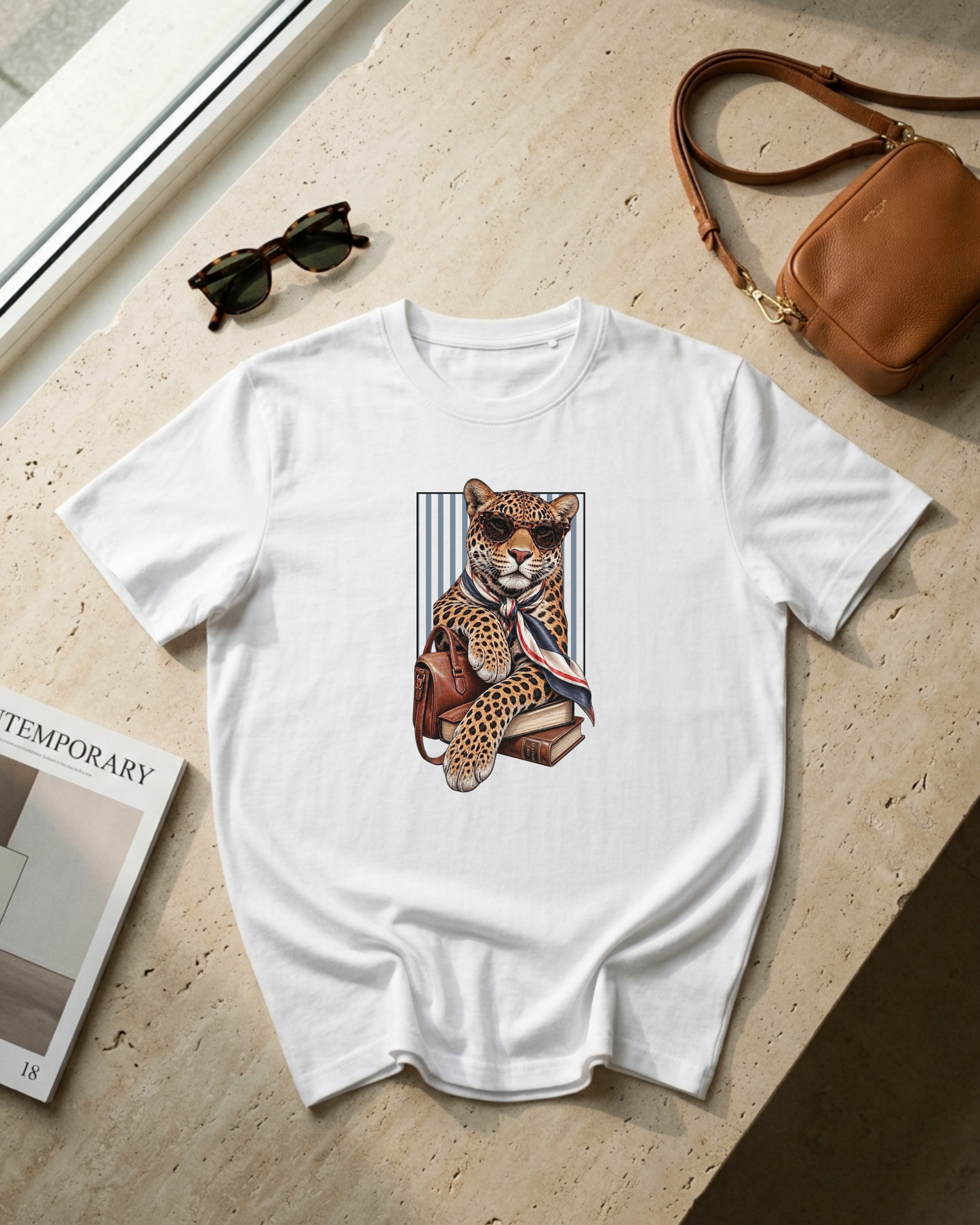 Camiseta Blanca - Leopardo Intellectual