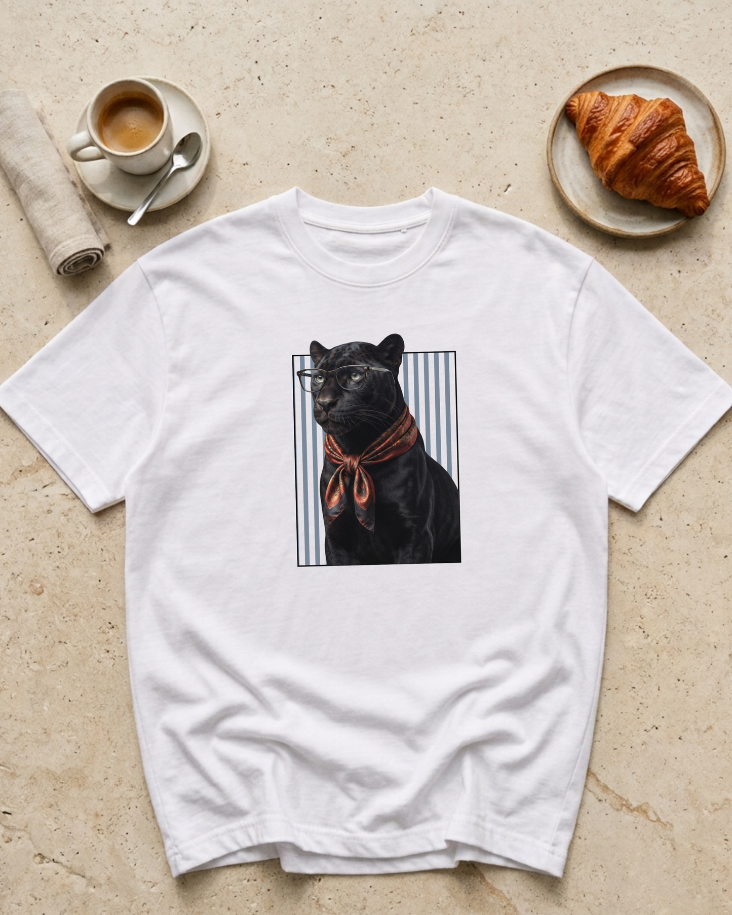 Camiseta Blanca - Panther Chic Glasses