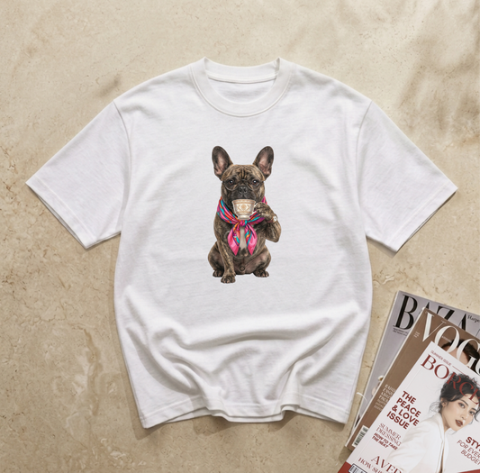 Camiseta Blanca - Frenchie Coffee Cup