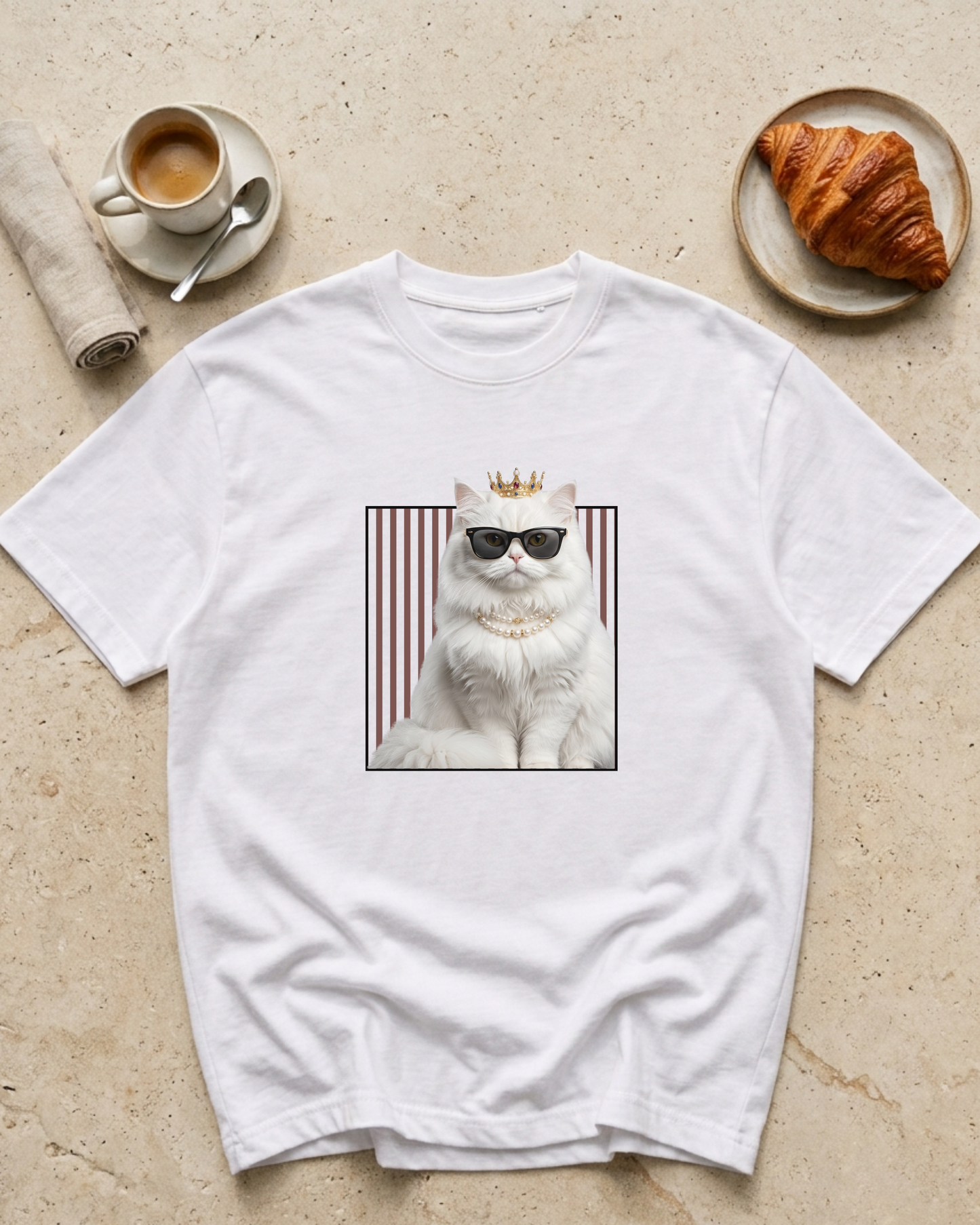 Camiseta Blanca - Gato White Queen