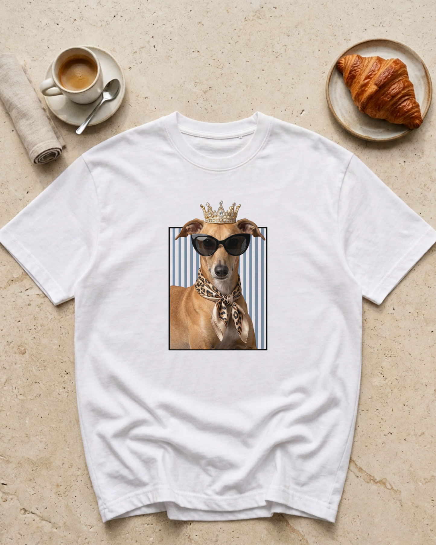 Camiseta Blanca - Galgo Cat-Eye Scarf